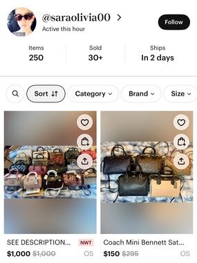 Assorted Coach Mini Satchel Handbags - Black, Brown, Tan, Pink